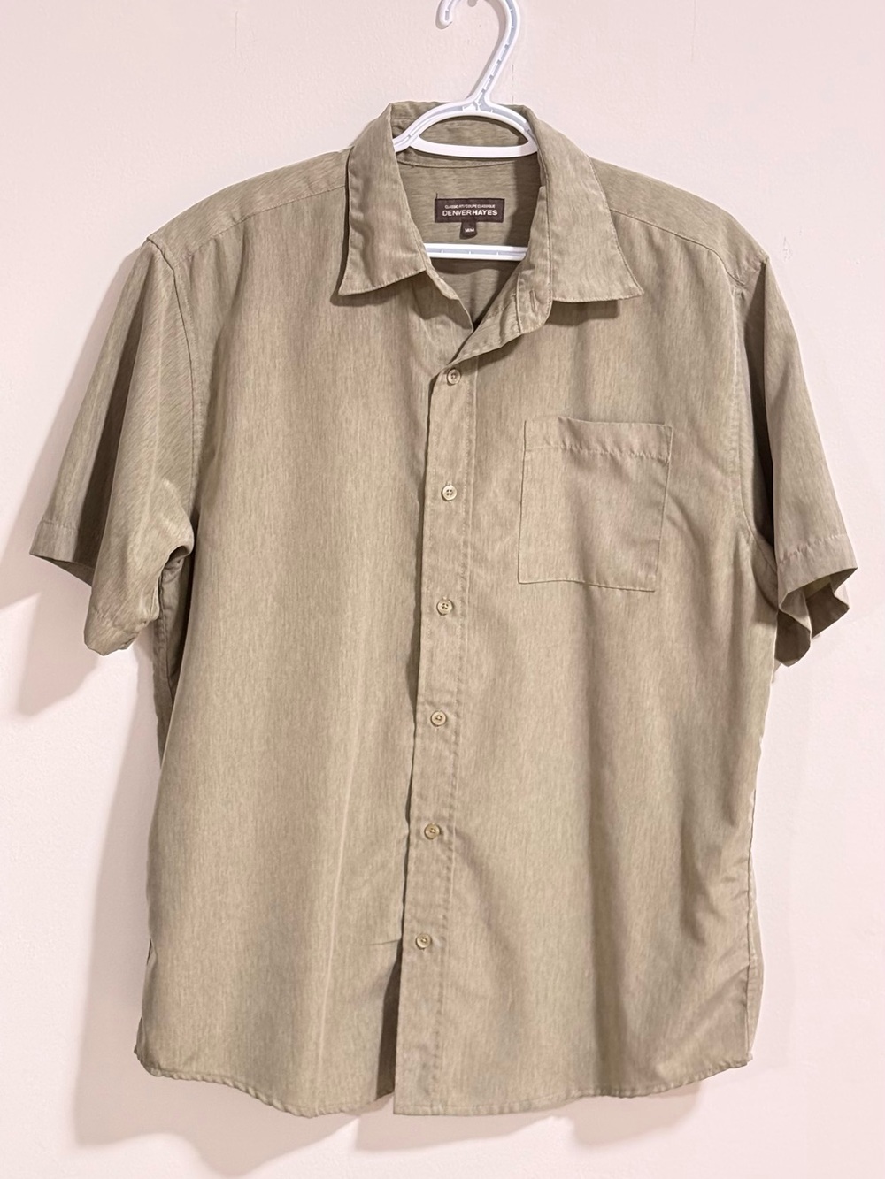 Denver Hayes Club Room Men's Short-Sleeve‎ Button-Up Shirt in Khaki